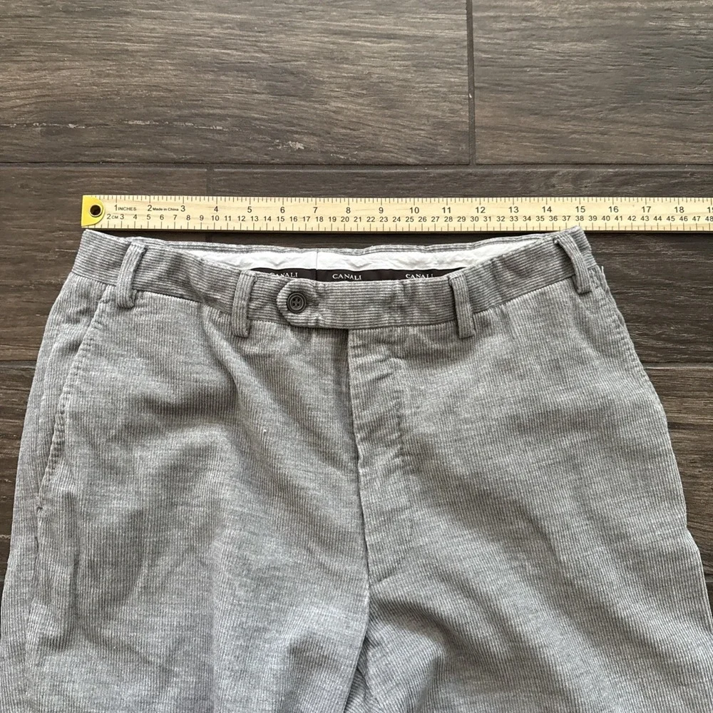 Canali Corduroy Pants Men 32 Gray Cotton Wool Stretch Made in Italy